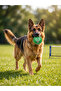 Hard Dog Play Ball - Durable Chew Toy - Tennis Racket Patterned 10cm - 3