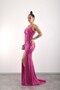 Rope Straps, Crossed Back, Slit Sequin Evening Dress, Stylish, Event Dress - 3