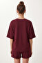 Modal Oversize T-Shirt Shorts Set Lub0379 Mürdüm - 7