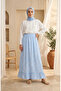 Elastic Waist Polka Dot Patterned Skirt 0316-01 Ice Blue