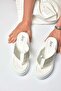 Y973525309 White Stone Detailed Flip Flops with Thick Sole for Women - 2