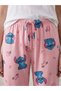 Pink Stitch Printed Wide-Leg Cotton Pajama Bottoms - 6
