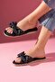 Altea Black Ribbon Detailed Knotted Slippers