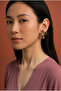 Women's Elegant Coffee Gold Mine Detailed Flower Pattern Steel Earrings - 4