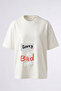 Sorry Bad Girl Design Back Printed Cotton White Oversize T-Shirt
