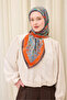 Lorena - Velora Ethnic Series Scarf - Bright Orange, Blue, Bitter - 161027-08 - 2