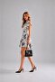 Women's Elastic Waist Double Breasted Collar Patterned Mini Dress Ecru - 3