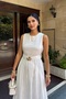 Women's Brode Woven Dress with Belt Detail - 5