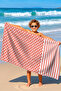 Polka Dot Striped Coral Beach Towel - Modern Summer Style Quick Drying Beach Cover-Up Pool Sea Bath