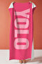 Written Yolo Fuchsia Pink Beach Towel - Modern Typographic Microfiber Pool Sea Quick Dry Towel - 7