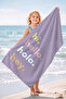 Hi Hello Typographic Lilac Beach Towel-Pastel Minimalist Pool Sea Bath Quick Drying Seaside Cover