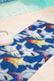 Shark Sea Themed Beach Towel Coverlet - Marine Blue Pool Quick-Dry Microfiber Towel Coverlet