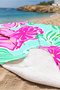 Floral Tropical Large Beach Towel - Fuchsia Turquoise Mediterranean Style Quick Dry Microfiber Towel - 3