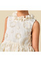 Ruffle Neck Sleeveless Tiered Dress with Embroidered Detail - 3