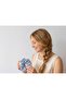Women's Set of 4 Blue and White Gingham Polka Dot and Floral Patterned Fabric Scrunchies - 7
