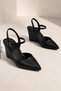 Women's Black Pointed Toe Wedge Heel Shoes 8.5 cm Heel Comfortable Full Fit.
