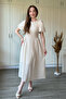 Beige Muslin Fabric Balloon Sleeve Midi Dress