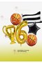 Basketball Themed Fan Party Set - Basketball Balloon - Trophy Balloon - Black and White Flag Balloon 1 Year Old
