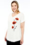 Plus Size Poppy Printed V-Neck Short Sleeve Wide Hem Blouse - 4