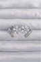 Brass Silver Color Zircon Cubic Zirconia Curved Pearl Flower Earrings