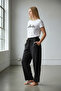 Black Muslin Fabric Summer Sweat-Proof Cotton Unisex Trousers