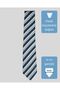 Navy Blue White Striped Light Blue Tie – 8 cm Wide - 4