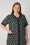 Women's Plus Size 100% Cotton Combed Fabric Buttoned Summer Dress / Green-Brown 4180 - 4
