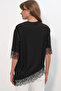 Women's Lace Detailed Oversize Blouse 40002 - Black - 6