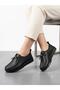 Women's Black Genuine Leather Orthopedic Sole Rubber Laced Casual Shoes