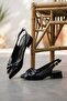 Litedo Black Bowknot (3 cm) Pointed Toe Daily Use Heeled Ballerinas - 4