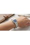 Silver Square Case Women's Wristwatch |   22 mm Steel Case, Silver Steel Band, Blue - 4