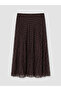 Brown Polka Dot Pleated Skirt with Elastic Waist - 8