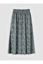 Green Elastic Waist Floral Belmando Flared Skirt - 5
