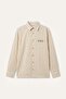 Boxy Fit Striped Wrinkled Textured Long Sleeve Beige Shirt I3106Ax26Hs - 6