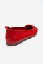 Sosa Red Leather Genuine Leather Blunt Toe Bowknot Women's Ballerina Shoes - 5