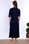 Short Sleeve Cotton Maternity Nightgown with Breastfeeding Feature Effortt - Navy Blue - 3