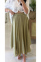 Dark Green Crinkled Elastic Waist Midi Skirt - De261022 - 2