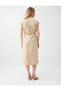 Beige Shirt Collar Pocket Detailed Poplin Dress - 6