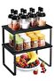 Cabinet Organizer Shelf Set of 2 Kitchen Counter Shelves Kitchen Storage Spice Rack Stackable Expandable