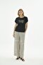Women's Short Sleeve Black Printed Home Wear Set Patterned Wide Leg Bottom Set C1T5N412