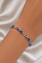 Brass Silver Color Blue Zircon Stone Flower Model Women's Bracelet