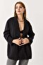 Women's double-breasted tencel summer jacket - black - 3