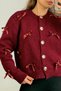 Women's stylish knit cardigan with ribbon and gold buttons - 3