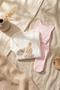 Mila Tavşanlı 100% Cotton 3-Piece Baby Set 0-3 Months - Waffle Knit Double-Breasted Top, Pants with Booties and B - 6