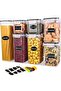 TYCOM Food Storage Containers Cereal & Dry Food Storage Containers Set of 7 with Easy Locking Lids for Kitchen Pantry Organization & Storage