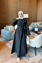 Black Collar Detailed Poplin Dress