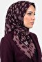 Women's Powder Plum Brush Patterned Flared Twill Scarf