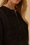 Women's Floral Appliqué Long Sleeve Stylish Blouse 1005 Black - 3