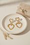 Women's Yellow Color Double Heart Dangle Brass Earrings - 6