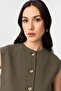 Khaki Linen Blend Women's Vest - 3